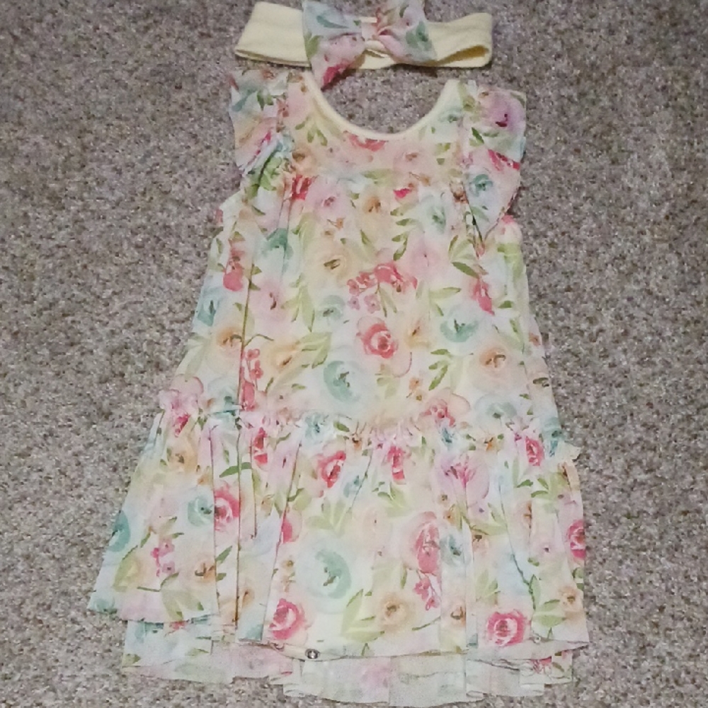 Baby Starters Floral Dress With Matching Headband 18m